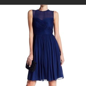 J. Crew 100% Silk Chiffon Wedding Bridal Classic Clara Dress Navy Size 6